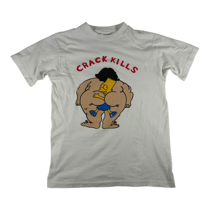 VTG 90s Bart Simpson "Crack Kills" T-Shirt L PRE-OWNED