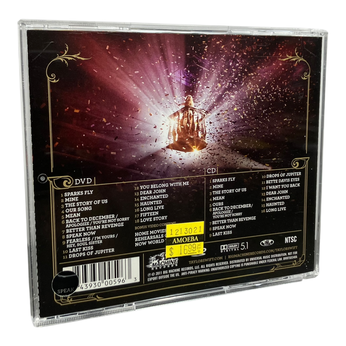 Taylor Swift – Speak Now World Tour Live CD & DVD PRE-OWNED (PROMO)
