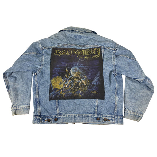 VTG LEVI'S Denim Jacket w/ IRON MAIDEN "Live After Death" Tee Patch PRE-OWNED